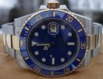 NEW UPGRADED Rolex Submariner Watch 2-Tone Blue Diamond & Ceramic Bezel 